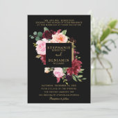 Invitation Burgundy Rouge Blush Floral Russe Boho Mariage (Debout devant)
