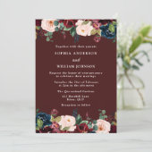Invitation Burgundy Rouge, Blush & Navy Elegant Mariage de au (Debout devant)