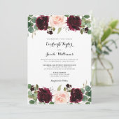 Invitation Burgundy Rouge Blush rose Floral Mariage photo (Debout devant)