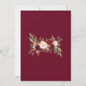 Invitation Burgundy Rouge Floral Aquarelle Mariage rustique (Dos)