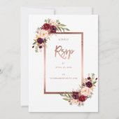 Invitation Burgundy Rouge Floral Rose or Mariage RSVP (Dos)