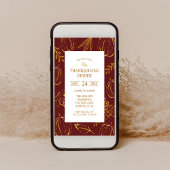 Invitation Burgundy Russe Gold Motif Thanksgiving Dîner