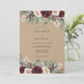 Invitation Burgundy Rustic Botanical Wedding (Debout devant)