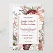 Invitation Burgundy Sandy Peach Dusty Rose Floral Mariage (Devant)
