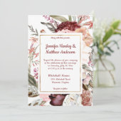 Invitation Burgundy Sandy Peach Dusty Rose Floral Mariage (Debout devant)