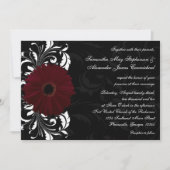 Invitation Burgundy Scroll Gerbera Daisy avec noir et blanc (Devant)