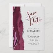 Invitation Burgundy Silver Light Grey Photo Enregistrer la da (Devant)