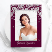 Invitation Burgundy Silver Roses Quinceanera Photo