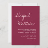 Invitation Burgundy Simple Minimalist Boho Photo Mariage (Devant)