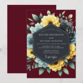 Invitation Burgundy & Slate Dramatic Bloom Wedding (Devant / Derrière)