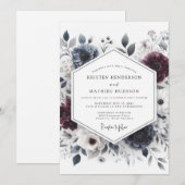 Invitation Burgundy & Slate Ethereal Bloom Wedding (Devant / Derrière)
