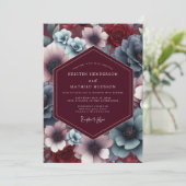 Invitation Burgundy Slate Twilight Bloom Wedding (Debout devant)