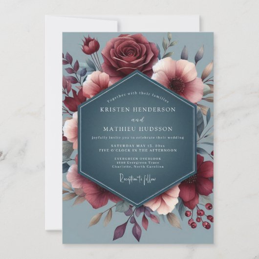 Invitation Burgundy Slate Vesper Wedding (Devant)