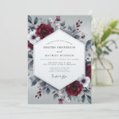Invitation Burgundy Slate Wintry Bloom Wedding (Debout devant)