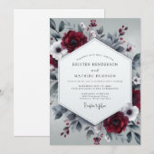 Invitation Burgundy Slate Wintry Bloom Wedding (Devant / Derrière)