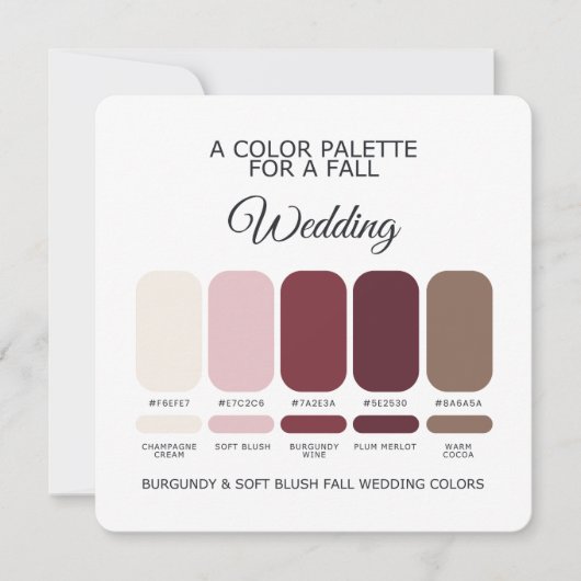 Invitation Burgundy Soft Blush Fall Wedding Palette 2026 Card (Devant)