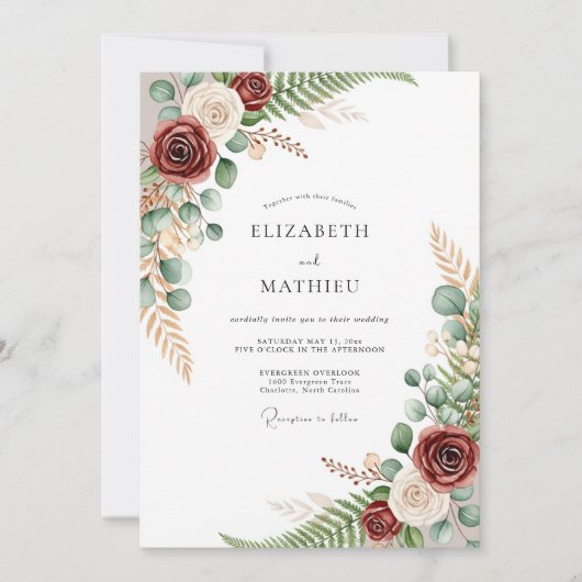 Invitation Burgundy Splendid Winter Wedding (Devant)