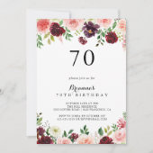 Invitation Burgundy Spring Floral 70e fête d'anniversaire (Devant)