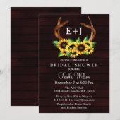 Invitation Burgundy Sunflowers Antlers Fête des mariées de ca (Devant / Derrière)