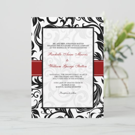 Invitation Burgundy Swirl (Debout devant)