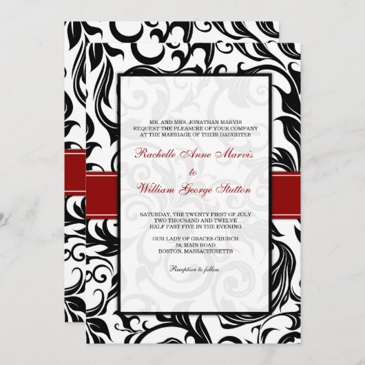 Invitation Burgundy Swirl (Devant / Derrière)