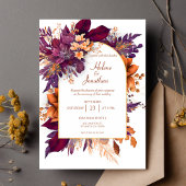 Invitation Burgundy Terracotta Boho Floral Mariage élégant