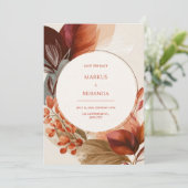 Invitation Burgundy Terracotta Circular Botanical Wedding (Debout devant)