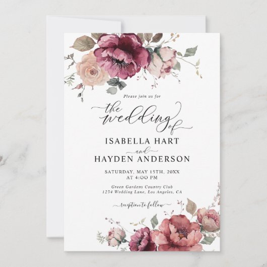 Invitation Burgundy Terracotta Fall All In 1 QR Code Mariage (Devant)