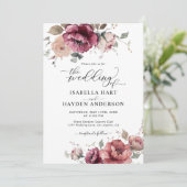 Invitation Burgundy Terracotta Fall All In 1 QR Code Mariage (Debout devant)