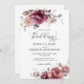 Invitation Burgundy Terracotta Fall All In 1 QR Code Mariage (Devant / Derrière)