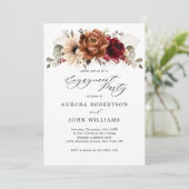 Invitation Burgundy Terracotta Floral Engagement Party (Debout devant)