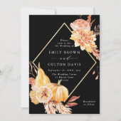 Invitation Burgundy Terracotta Gold Floral Mariage Noir (Devant)