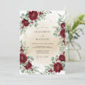 Invitation Burgundy Timeless Botanical Wedding (Debout devant)
