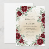 Invitation Burgundy Timeless Botanical Wedding (Devant / Derrière)