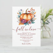 Invitation Burgundy Tombez Amoureux Citrouille Code QR Mariag (Debout devant)