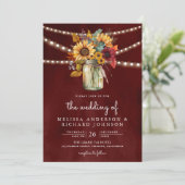 Invitation Burgundy Tournesols Pot en Grès Tout en Un Mariage (Debout devant)