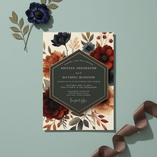 Invitation Burgundy Twilight Bloom Wedding