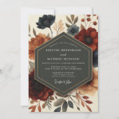 Invitation Burgundy Twilight Bloom Wedding (Devant)