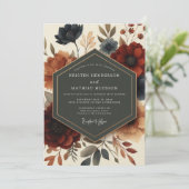 Invitation Burgundy Twilight Bloom Wedding (Debout devant)