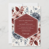 Invitation Burgundy Twilight Botanical Wedding (Devant)
