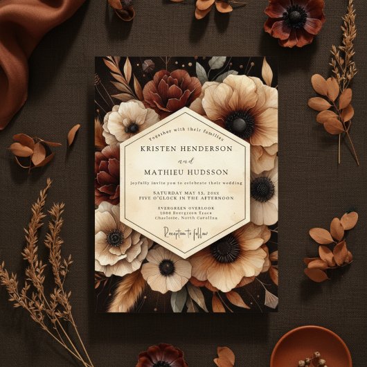 Invitation Burgundy Twilight Floral Romance Wedding