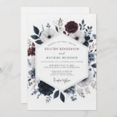 Invitation Burgundy Umbral Bloom Wedding (Devant / Derrière)