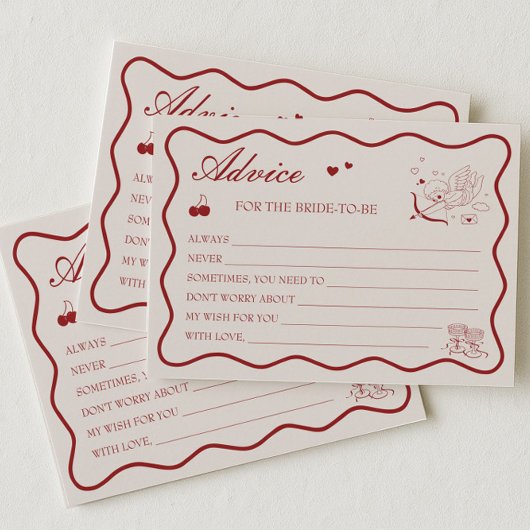 Invitation Burgundy Valentine Bridal Shower Advice Card
