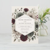 Invitation Burgundy Velvet Bloom Ethereal Wedding (Debout devant)