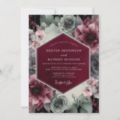 Invitation Burgundy Velvet Bloom Opulence Wedding (Devant)