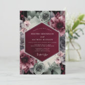 Invitation Burgundy Velvet Bloom Opulence Wedding (Debout devant)