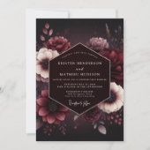 Invitation Burgundy Velvet Bloom Romance Wedding (Devant)