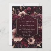 Invitation Burgundy Velvet Bloom Wedding (Devant)