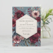 Invitation Burgundy Victorian Bloom Wedding (Debout devant)