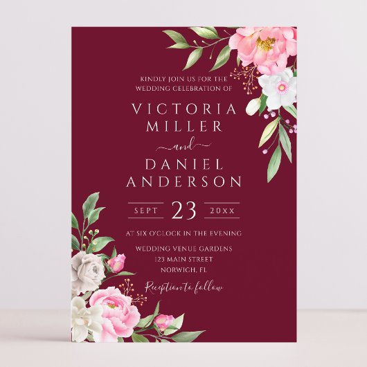 Invitation Burgundy Watercolor